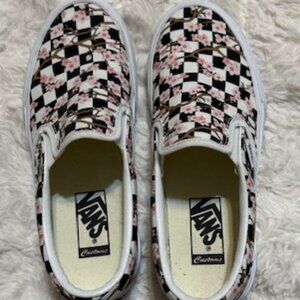 Vans- Custom Slip-on Platform Cherry Blossum Checkerboard